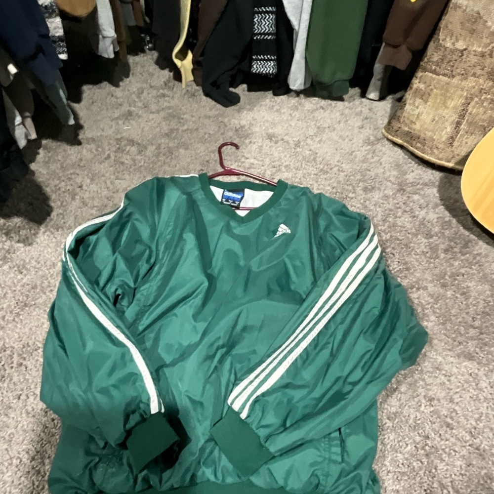 Adidas Men's Green Windbreaker Jacket